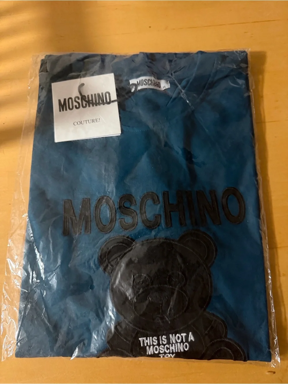 Moschino Kids Teal Bear Logo Tee